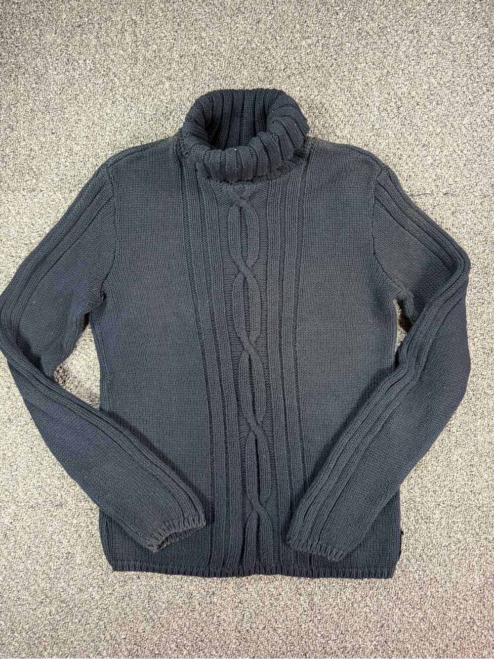 Calvin Klein Jeans Black Ribbed Cable Knit Turtleneck Sweater M